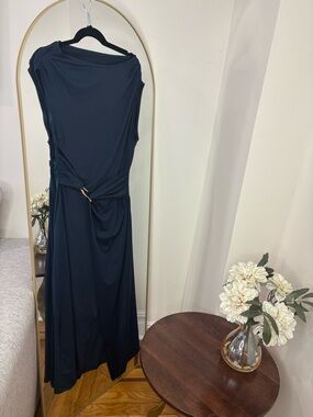NWT COMMENSE XL Sleeveless Navy Twist-Detail Maxi Dress